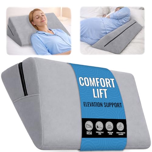 sokoro Bed Wedge Pillow for Sleep Apnea, GERD Acid Reflux Snoring Relief, Pregnancy Side Sleeper Pillow for Adults Seniors Neck Pain Back Sleeping, Leg Elevation Pillows for After Surgery Gifts, Grey