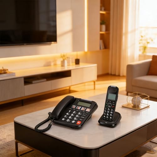 Sistema telefónico con cable y portátil, pantalla 3 pulg miniatura 6