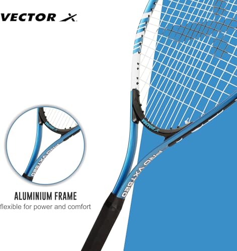 Image of Vector X VXT-520 Adult Men Recreational Tennis Racket Lightweight Aluminum Frame for Easy Swing|105 sq in Head|Pre-Strung Beginner Racquet for Outdoor Games Training & Practice (23 inch, 3 /4 Cover)