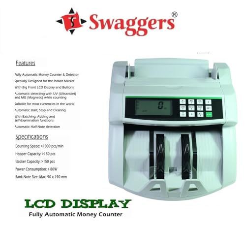 Image of swaggers Best Note Counting Machine with MG, UV, IR Fake Note Detection Updated with All New and Old Indian Currency