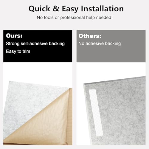 Durbles Acoustic Wall Panels - Noise Cancelling Tiles for Home Studio & Office - Quality Sound Proofing - Sound Proof Foam Panels for Walls - Easy to Install Insulation Tiles - 12 Pack (Gray) - Thumbnail 4