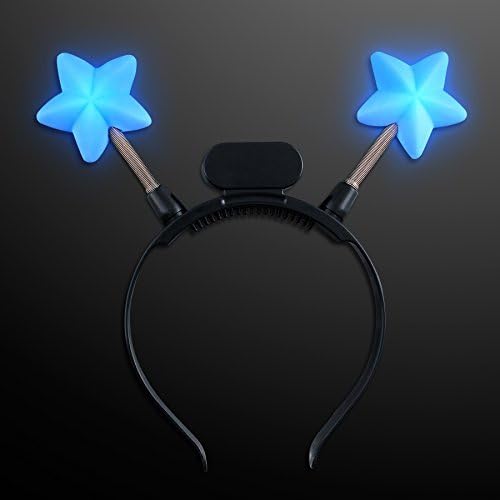 FlashingBlinkyLights Light Up Blue Star Head Boppers Headband (Set of 12)
