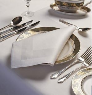 6 - 100% PURE IRISH LINEN DAMASK NAPKINS - SATIN BAND - 40 x 45cm