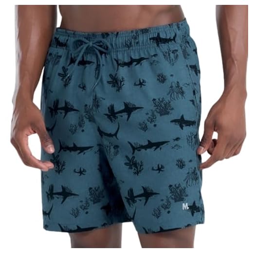 MASH Short Praia Masculino Bermuda Dryfit Elastano Tubarão, Azul Diesel, M