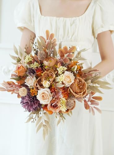 Ramo rústico boho blanco y beige para boda miniatura 3
