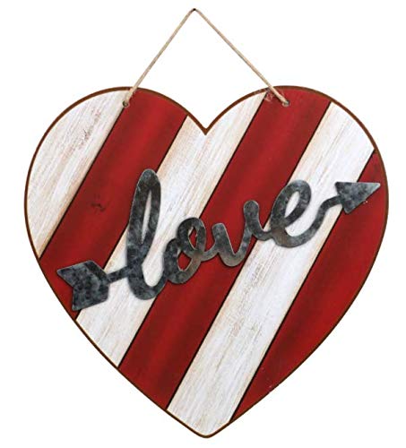 Steelpangal - (2) Die-Cast Metal Valentine's Love Heart Shaped Hanging Wall Décor, 11.75x11.125 in All Year Show Feelings Wedding Birthday Anytime