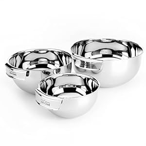 All-Clad Kitchen Accessories Stainless Steel Mixing Bowls Set 1.5, 3, 5 Quart Metal Mixing Bowls Silver