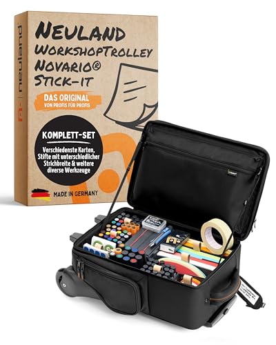 Neuland Novario WorkshopTrolley Stick-it I Moderationskoffer mit Inhalt I Trolley mit 900 selbstklebenden Moderationskarten 73 Flipchart Markern & Aufbewahrungsboxen I Rollkoffer & Flipchart Zubehör