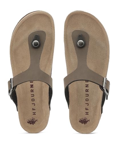 Image of HF JOURNEY Women's Cork Footbed Thong Sandal,Slip On Entry,(Size 36-41) PU, Casual Lounging Slipper, EVA Sole, Flat Heel, Anna Carina 2.0