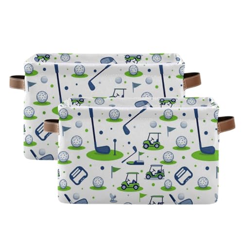 Image of Aslsiy Storage Basket Golf Ball Flag Car Nursery Bins Baby Canvas Box Clothes Shelf Basket Laundry Hampers 2 Pcs