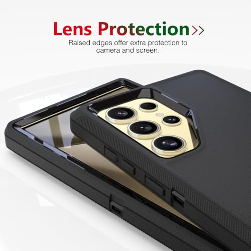 Image of Case for Galaxy S24 Ultra, Heavy-Duty Tough Rugged Shockproof Drop Protective Cover Cases for Samsung Galaxy S24 Ultra, Black