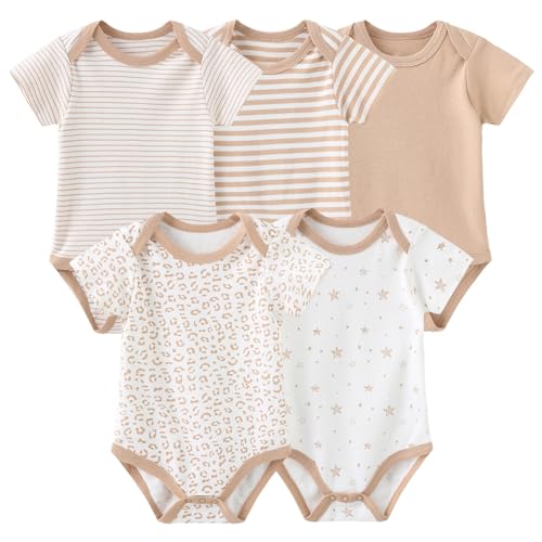 Image of JELYLOVE Fashion Unisex baby Boy Girl Bodysuits 5-Pack Casual Cotton Soft Infants Outfit New born Clothes