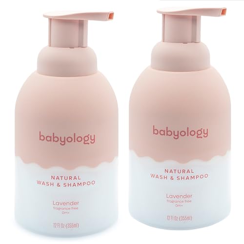 Image of Babyology All Natural Baby Wash and Shampoo - 100% Edible Ingredients - with Organic Lavender Essential Oil (Fragrance Free) – 12 FL OZ - Good for Sensitive Skin - Non Toxic - Tear Free (Pack of 2)