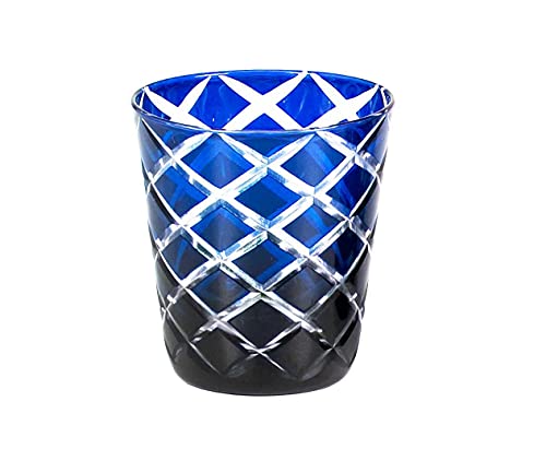 EDZARD Juego de 6 copas de cristal Dio, color azul, cristal soplado en técnica de superposición, altura 10 cm, capacidad 250 ml, portacandelitas, vidrio para beber, taza para whisky, agua, zumo