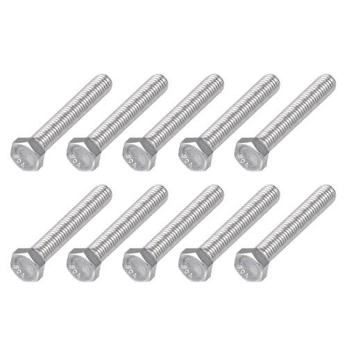 Image of METALLIXITY Hex Head Bolts (3 /8-16 x 2-1 /4 inch) 10Pcs, 304 Stainless Steel 18-8, Fully Threaded, External Hex Drive, Plain Finish, Hex Head Screw Bolt, Silver