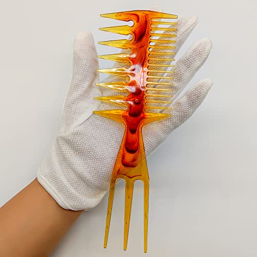 Hair Pick Comb 3 In 1 Fish Tail Bone Shape Professional Hair Comb Perfect For Creating Lines,Crew Cut,Slicked-Back,Undercut,Mohawk,Faux Hawk,Bowl Cut,Rat Tail Comb Over,Quiff,Mop-Top,Spiky Hair(Amber) #TOP1