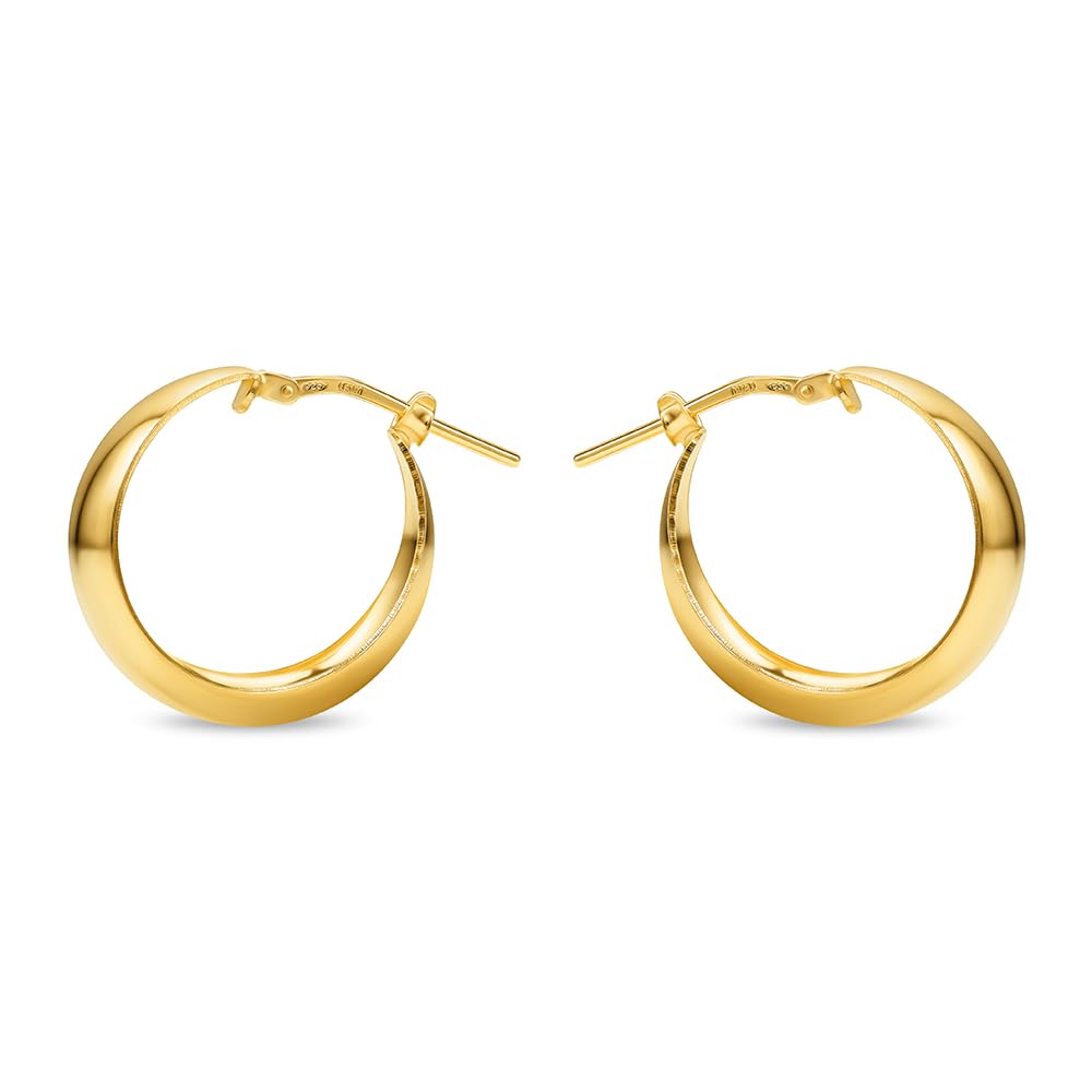 MIORE Ohrringe Silber 925, Creolen Silber 925 18K vergoldet, Chunky Hoops 20 mm, Hoops Ohrringe Vergoldet, Handgefertigt in Italien, Damenohrringe, Schmuck Damen, Silberschmuck -in edler Schmuckbox