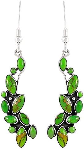 Dangle Earrings in Sterling Silver Genuine Turquoise & Gemstones (1.5" Long)