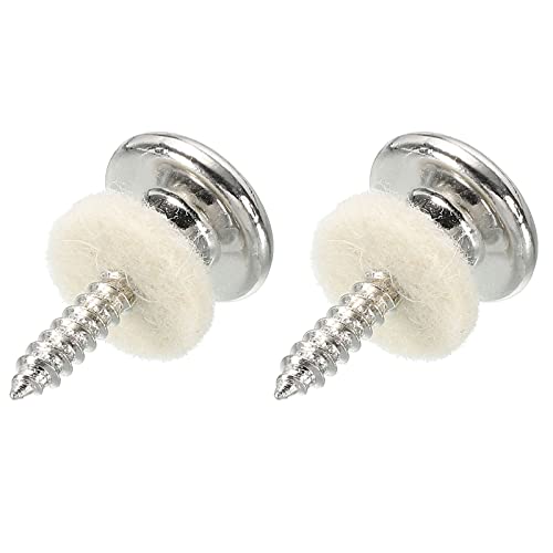 MECCANIXITY Guitar Strap Button Buckle Lock Metal Small End Pins Sets Silver with White Felt Washer for Guitar Bass, 2 Set