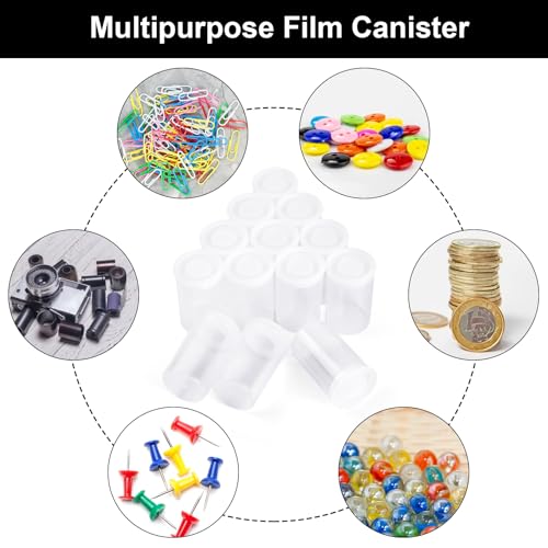 Amentalove 36 Stück Filmboxen für wissenschaftliche Aktivitäten, mit Deckel, 32 mm, für die Aufbewahrung, kleine Teile von Filmen, Kanister (transparent)