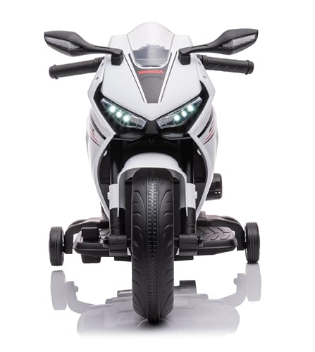 Kinder Elektro Motorrad CBR 1000RR, Kindermotorrad 12V Kinderfahrzeug Elektrofahrzeug mit 2 abnehmbaren Stützrädern für Kinder ab 3 Jahre (Weiß) – Bild 6