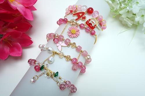 5PCS Beaded Charm Bracelets for Girls Flamingo Dainty Kawaii Crystal Beads Bracelets Set for Teens Girls Adjustable Stretch Bracelet Birthday Graduation Gift For Daughter Niece Granddaughter2