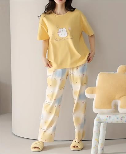Image of Louis Luxe Womens Korean Night Dress|| Full Pyjama Set || Korean Nightsuit ||Women Nightwear ||Round Neck Full Sleeve Nightsuit || Loungewear || Everyday Nightdress (ND-11)