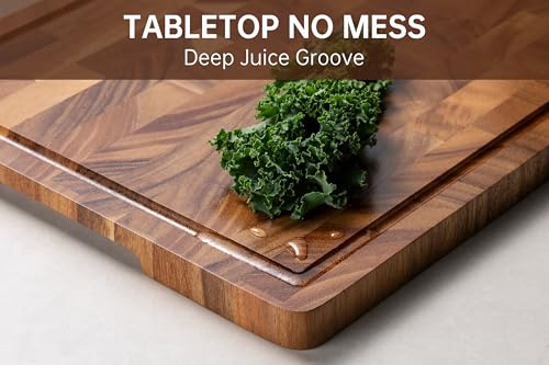 Image of THETCHRY Walnut Cutting Boards for Kitchen, End Grain Wooden Chopping Board with Juice Groove, Charcuterie Butcher Block for Meal Prep & Serving with Gift Box, 16.5 inch x 11.6 inch x 0.8 inch