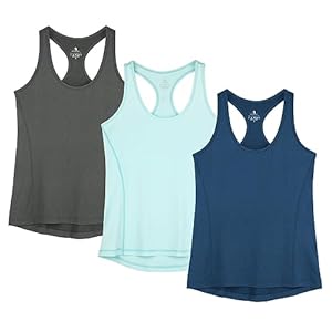 icyzone Workout Running Tank Top for Women – Racerback Yoga Tops Exercise Gym Shirts 3-Pack