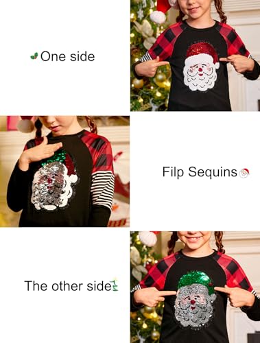 Image of BesserBay Girls Christmas Raglan Shirt Casual Leopard Stripe Patchwork Tunic Top 4-14 Years