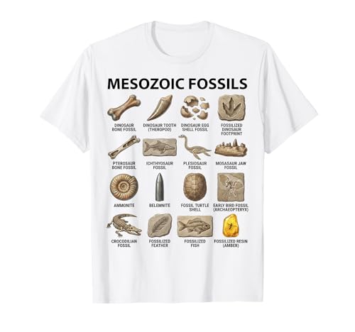 Tableau des fossiles du Mésozoïque Amoureux des Sciences de la paléontologie T-Shirt