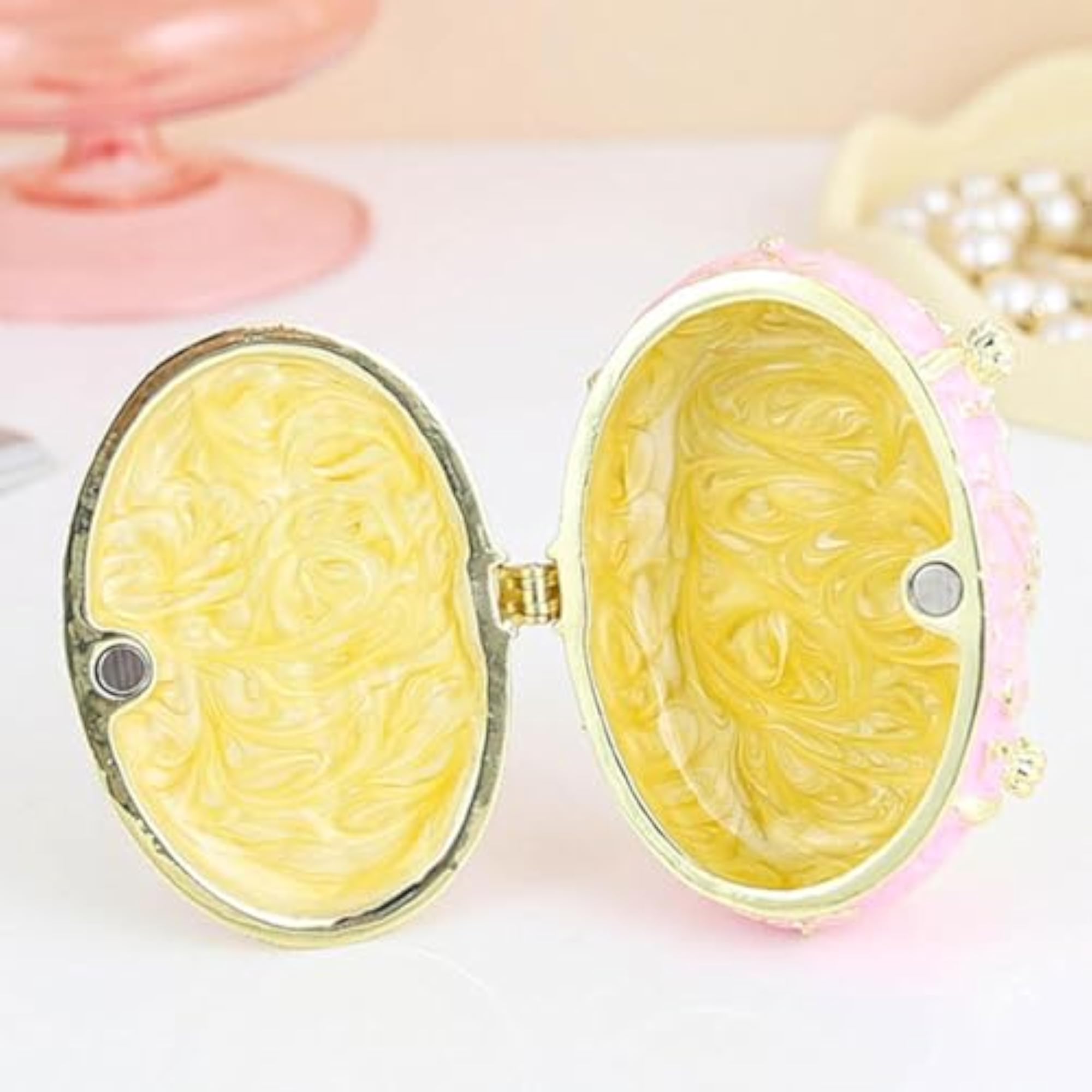 Enameled Trinket Jewelry Box, Decorative Home Decor