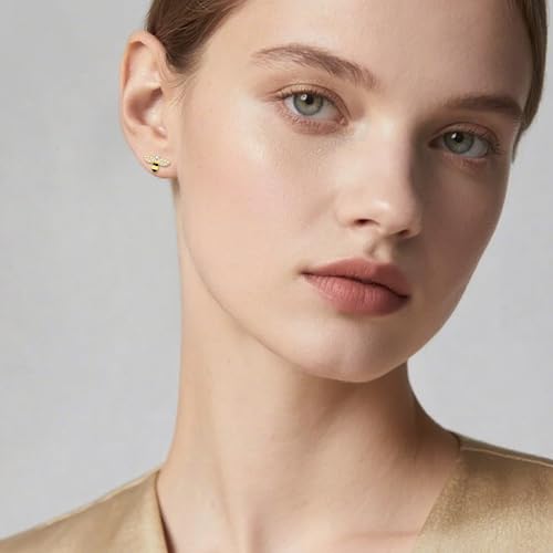 SLUYNZ 925 Sterling Silver Flower Bee Stud Earrings for Women Teens Daisy Flower Bee Studs Earrings Summer Spring4