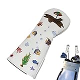 para Palos De Golf - Diseño De Playa con Patrón De Peces | -Número De Identificación De Cubierta: Cubierta Protectora con Forro De Franela Suave, De Golf para Conductores De Madera