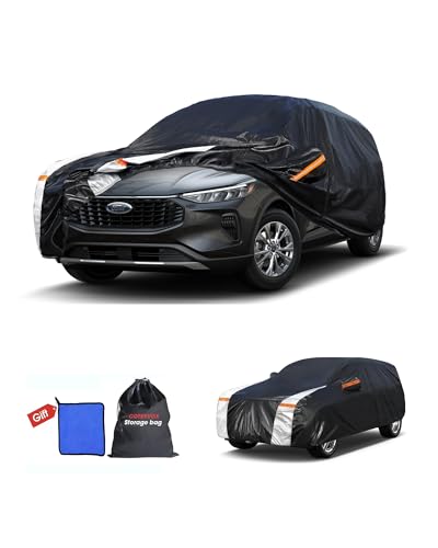 Image of Ford Escape Car Cover 100% Waterproof All Weather, Gift with Towel, 10 Layers SUV Car Cover Custom Fit 2000-2026 Ford Escape, Full Exterior Car Covers Rain Sun UV Protection with Door Zipper.