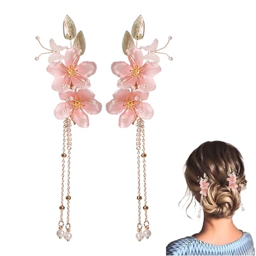NIIIYTYB 2 piezas clips de cabello flor de loto rosa miniatura 1