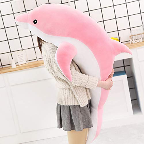 Kawaii Morbido Delfino Peluche Giocattoli Delfino Abbraccio Cuscino Peluche Animale Farcito Bambola Cuscino Per Bambini/Ragazze/Coppie Regalo Rosa 120 cm