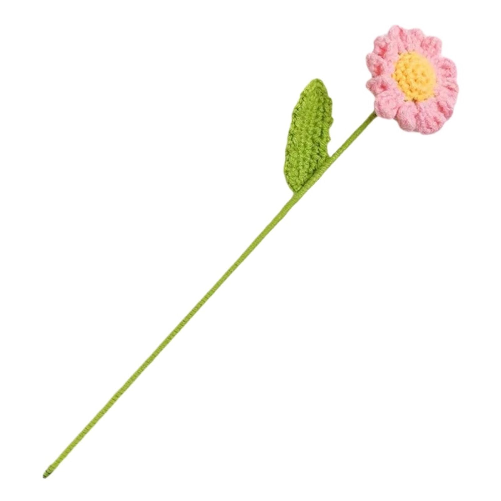 ZHSOAO 5pcs Knitting Bouquet Hand-Knitted Fake Flowers Knit Flower Home Wedding Party for Weddings Birthdays(Color1)