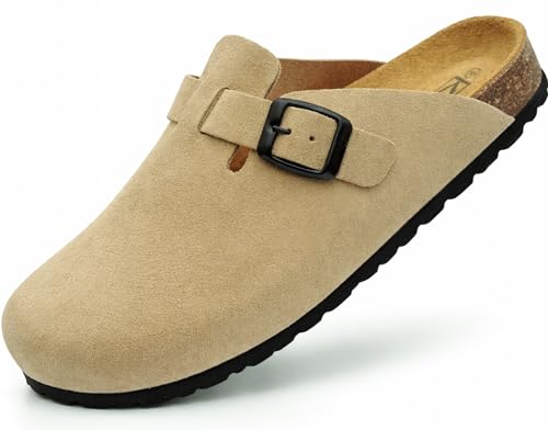 GONKOS®, Sabots Homme Femme en Cuir Véritable, Liège Naturel, Mulets & Sabots Homme Femme, Sabot Cuir de Qualité Fabriquées en Espagne, Couleur Taupe...
