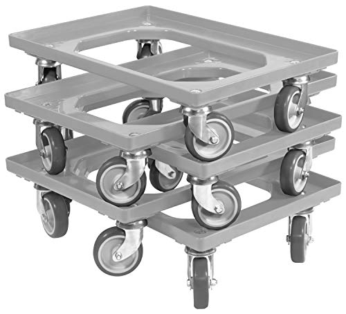 5 Stück Transportroller für Kisten 60 x 40 cm mit 4 Lenkrollen in grau Cover