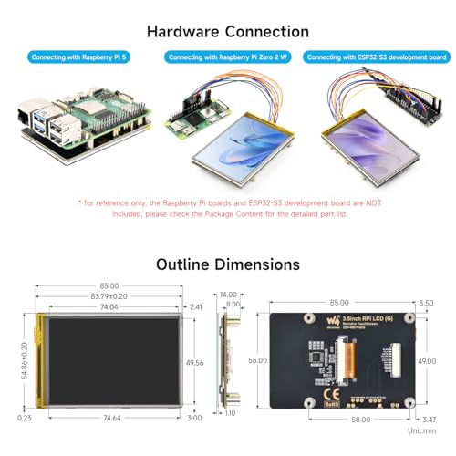 Image of Waveshare 3.5inch Resistive Touch Display, Compatible with Raspberry Pi 5 /4B /3B, Pi Pico, IPS Panel, 320x480, Immersion Gold Process, 262K Color
