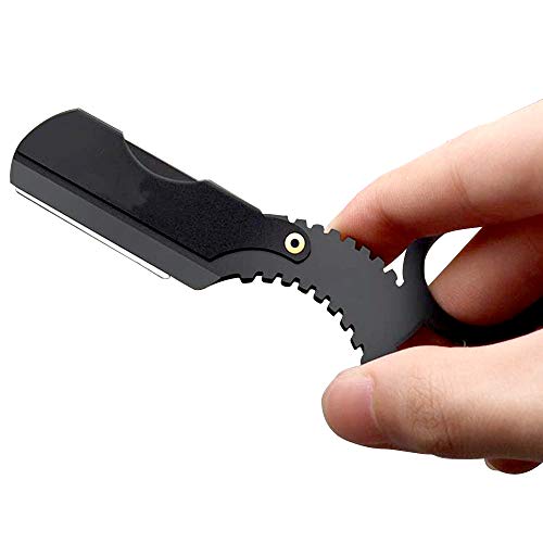 Navalha Barbeiro Portátil Dedeira Fixa Lâminas Ajustáveis Parafuso Aço Inox Barba Bigode Cavanhaque