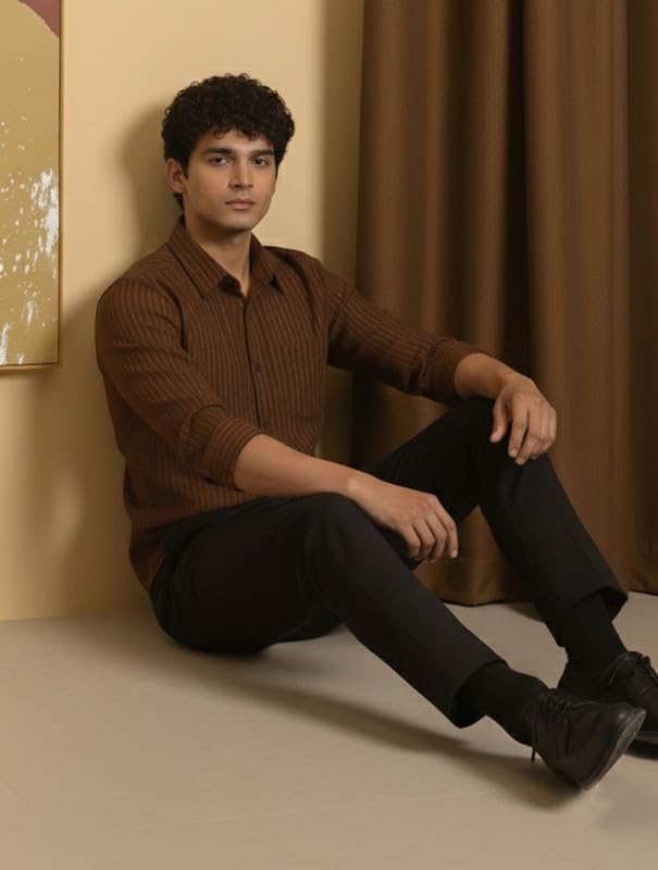 Image of DEELMO Men's Regular Fit Solid Soft Touch Textured Shirt || Casual, Formal and Bussiness Wear || (Available in Plus Size)