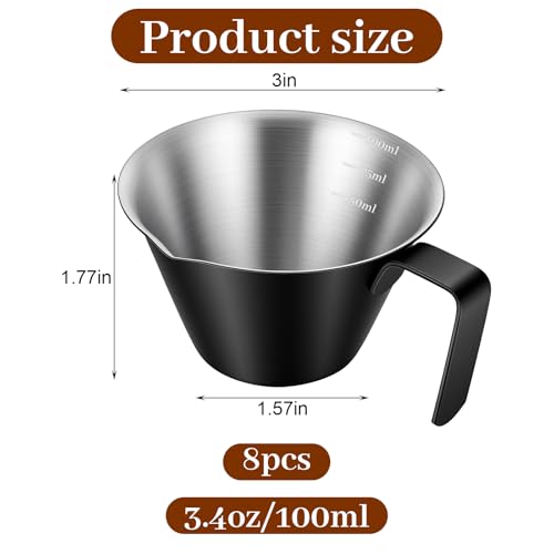 Juego de 8 vasos medidores de espresso acero inox 3.4 OZ miniatura 2
