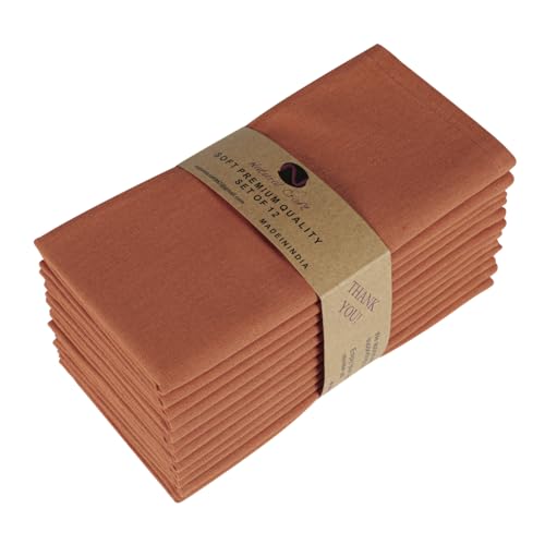 NATURALCRAFT Rust Cloth Napkins Set of 12 Cotton...