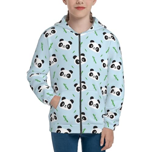 Cute Mochi Panda Kids Pullover Hoodies Boys Zip Up Sweatshirts Girls Athletic Clothes with Pocket3