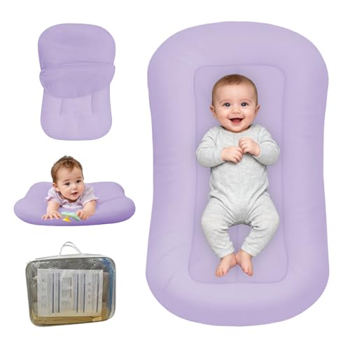 Image of Baby Lounger for Newborn, Bionic Design Baby Lounger, Soft Organic Cotton Breathable Lounger for Infants 0-18 Months (Purple)