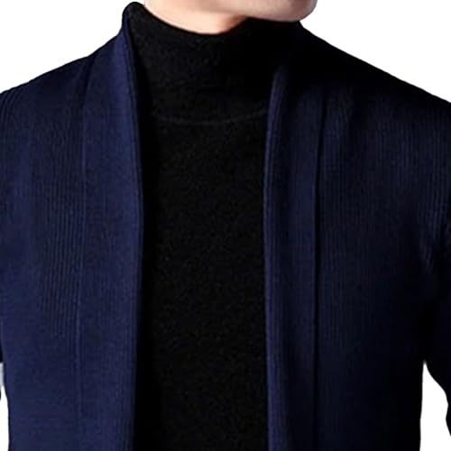 Men's Shawl Collar Cardigan Long Sweater Open Front Stylish Knit Comfort Sweater Casual Pocket Warm Sweaters3