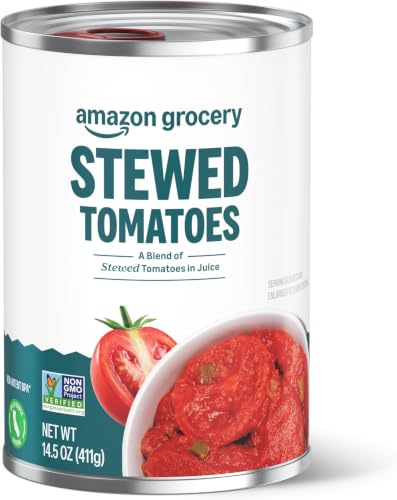 Image of Amazon Fresh, Stewed Canned Tomatoes, 14.5 Oz (Previously Happy Belly, Packaging May Vary) (Pack of 6)
