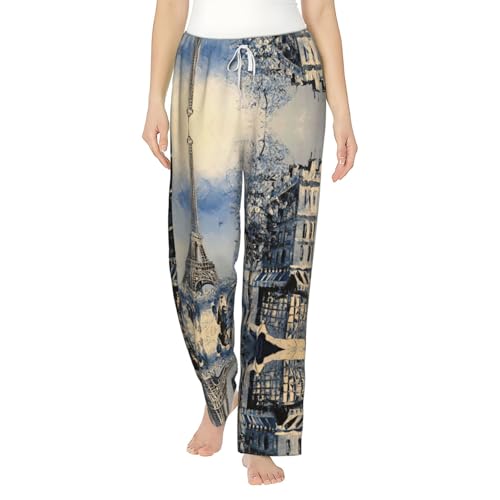 Pantalon de pyjama confortable imprimé Paris pour des nuits douces